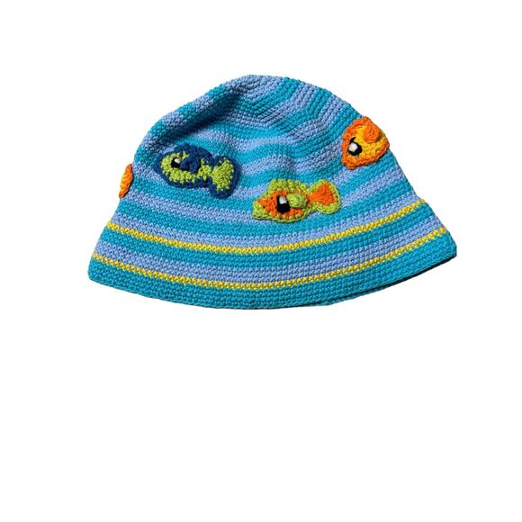 San Diego Hat Co NWT Boys Blue Bucket Hat 0-6M Fish Crochet Knitted Hat Cotton - Picture 2 of 7
